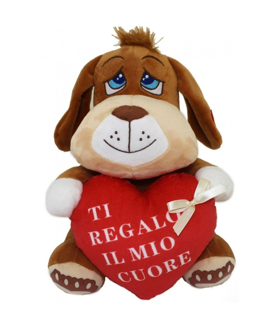 Cane Peluche 25 Cm Pupazzo Con Cuore Scritta "ti Regalo Il Mio Cuore" 67761         