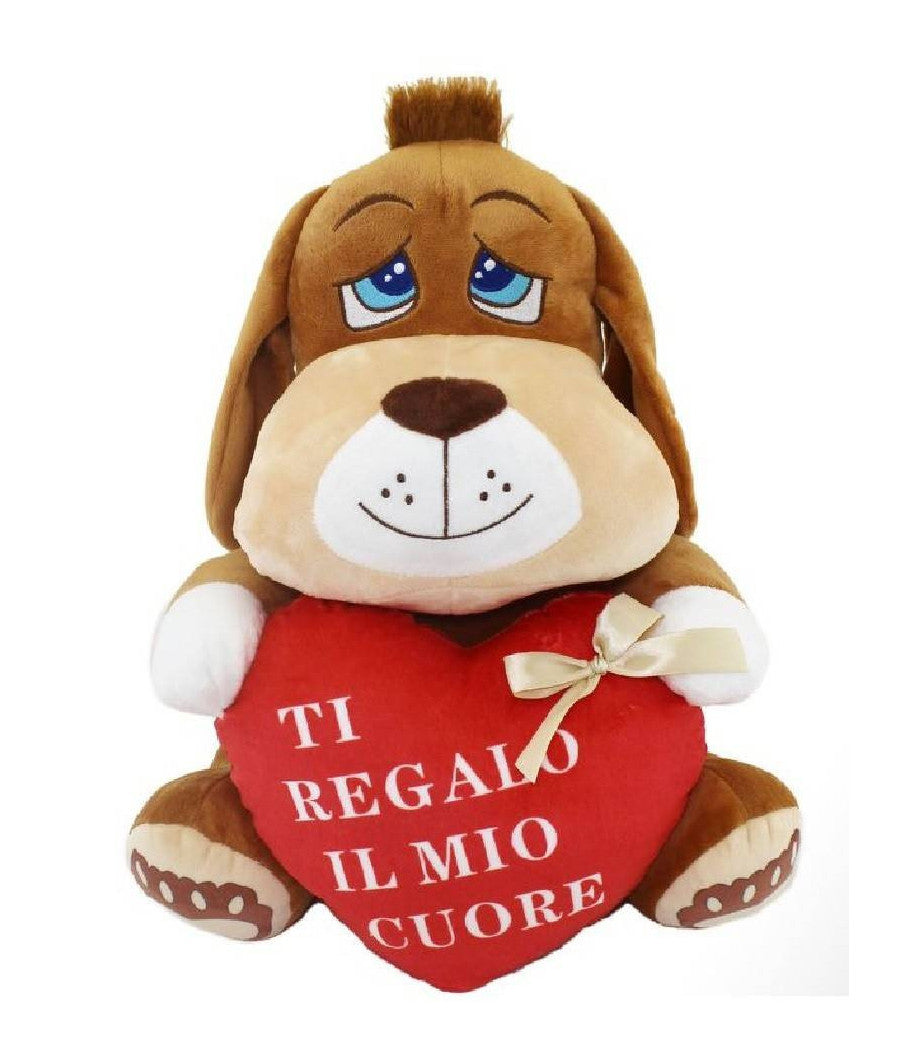 Cane Peluche 35cm Con Cuore Scritta "ti Regalo Il Mio Cuore" San Valentino 67778         