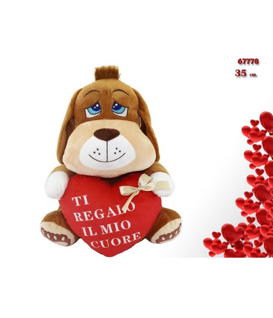 Cane Peluche 35cm Con Cuore Scritta "ti Regalo Il Mio Cuore" San Valentino 67778         