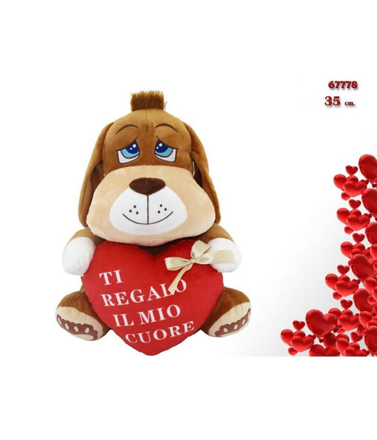 Cane Peluche 35cm Con Cuore Scritta "ti Regalo Il Mio Cuore" San Valentino 67778         