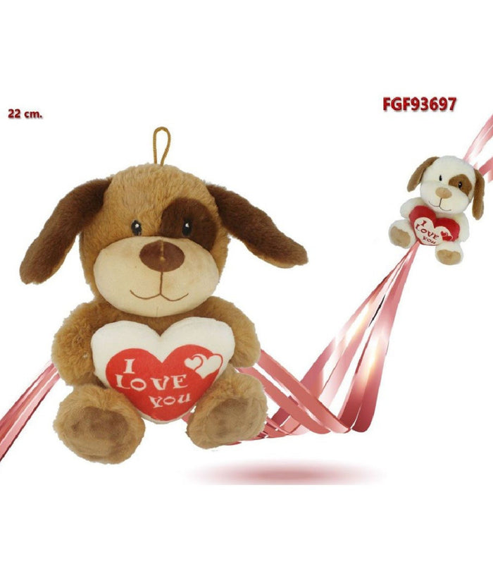 Cane Peluche Con Cuore Scritta "i Love You" 22cm Con Laccio San Valentino 93697         