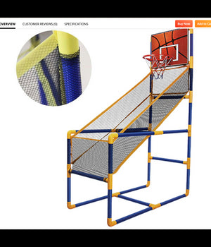 Canestro Basket Arcade Palla Canestro Sala Giochi Pallone Gonfiatore 140x89x46cm         