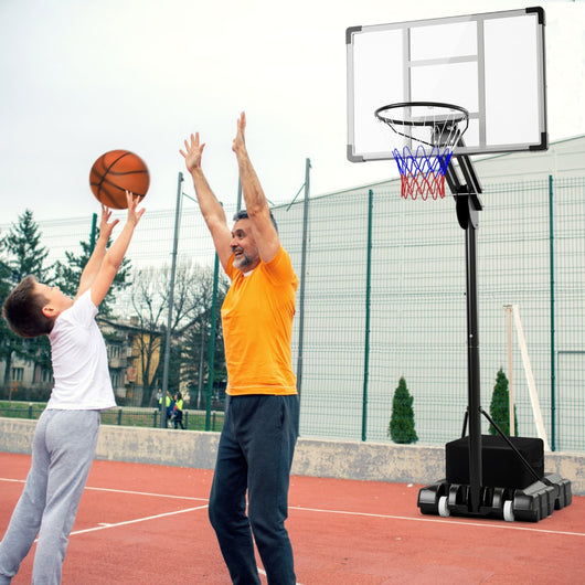 Canestro da basket regolabile da 1,49-3,05m, Canestro da basket portatile con tabella indistruttibile 2 ruote-Ricreazione outdoor