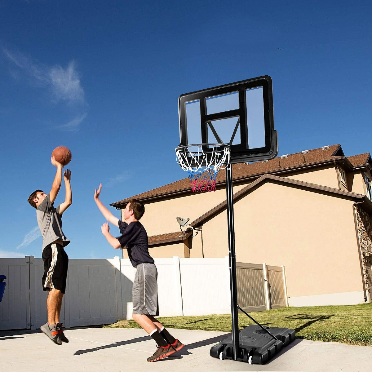 Canestro da basket portatile per ragazzi e adulti, Canestro basket regolabile in altezza 1,3-3,05m con ruote-Ricreazione outdoor