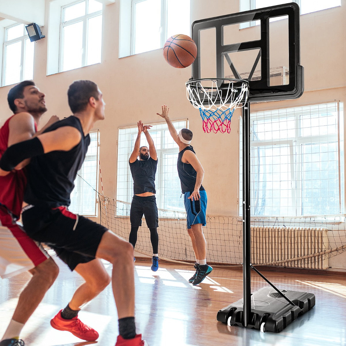 Canestro da basket portatile per ragazzi e adulti, Canestro basket regolabile in altezza 1,3-3,05m con ruote-Ricreazione outdoor