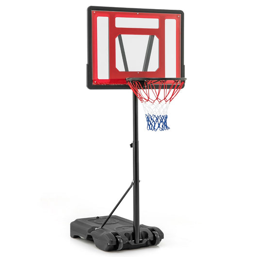 Canestro da basket per piscina regolabile in altezza da 115-135 cm per bambini, Supporto da basket con ruote Rosso-Ricreazione outdoor