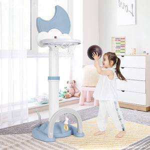 Canestro da basket per bambini regolabile con basket calcio golf, Centro di attivit¨¤ sportiva per interno ed esterno Blu-Giocattoli sportivi