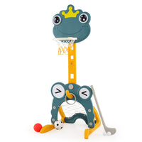 Canestro da basket per bambini ¨¨ un centro attivit¨¤ 4 in 1 con cerchio, Canestro da basket per bambini porta calcio e lancio Verde-Giocattoli sportivi