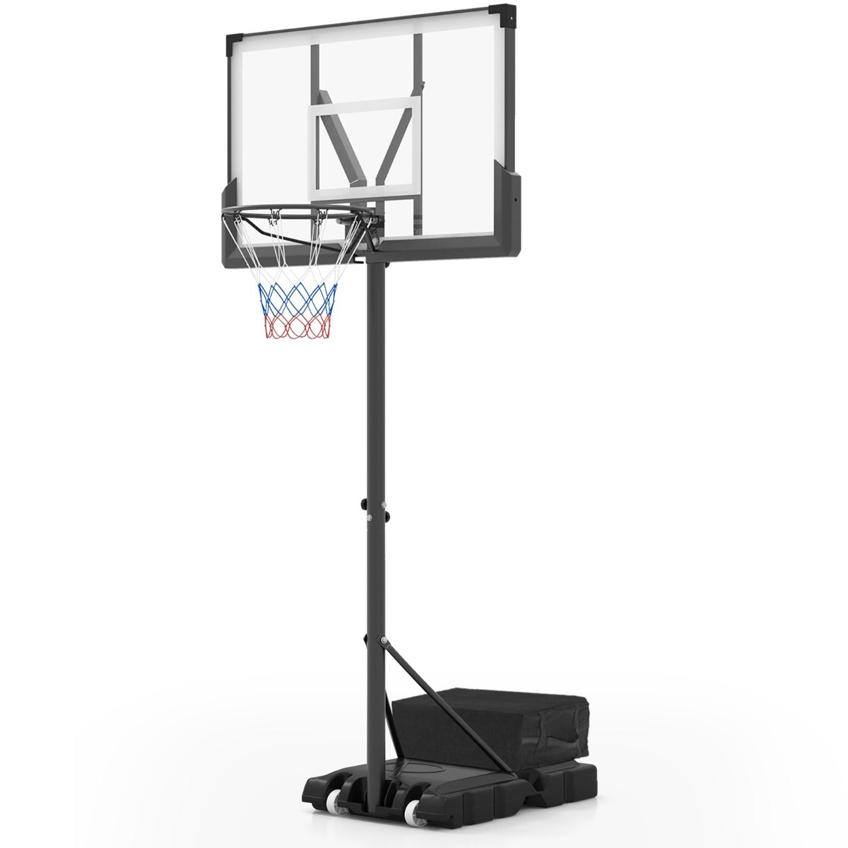 Canestro da basket portatile con tabellone resistente, Sistema di obiettivo da basket regolabile per bambini e adulti-Ricreazione outdoor