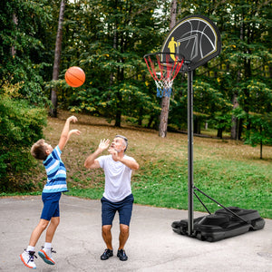 Canestro da basket portatile con ruote e base riempibile per bambini, Canestro regolabile da 130 a 305cm-Ricreazione outdoor