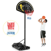 Canestro da basket portatile con ruote e base riempibile per bambini, Canestro regolabile da 130 a 305cm-Ricreazione outdoor