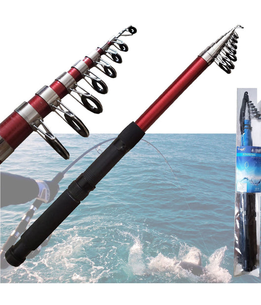 Canna Da Pesca Telescopica Spinning Traina Bolentino Leggera In Fibra 2,1 Mt         