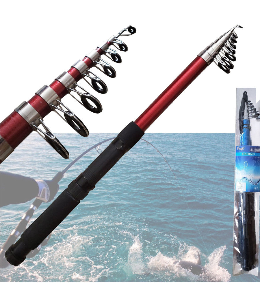Canna Da Pesca Telescopica Spinning Traina Bolentino Leggera In Fibra 2,1 Mt         