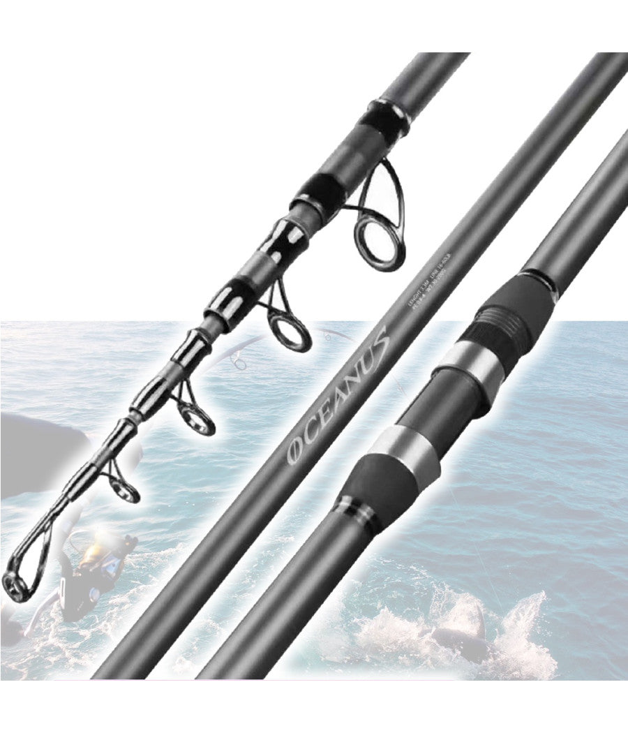 Canna Da Pesca Telescopica Ultra Leggera In Fibra 2,1 Mt Mare Spinning Lago         