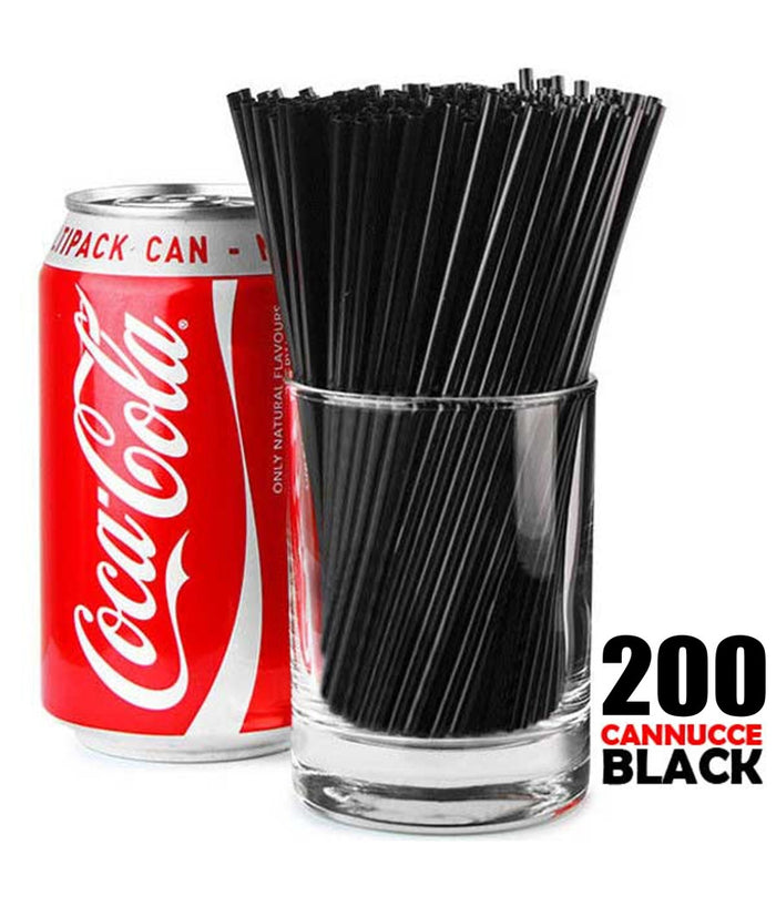 Cannucce Bar Nere 200 Pezzi In Display Box Lunghezza 15cm Colore Nero Black         