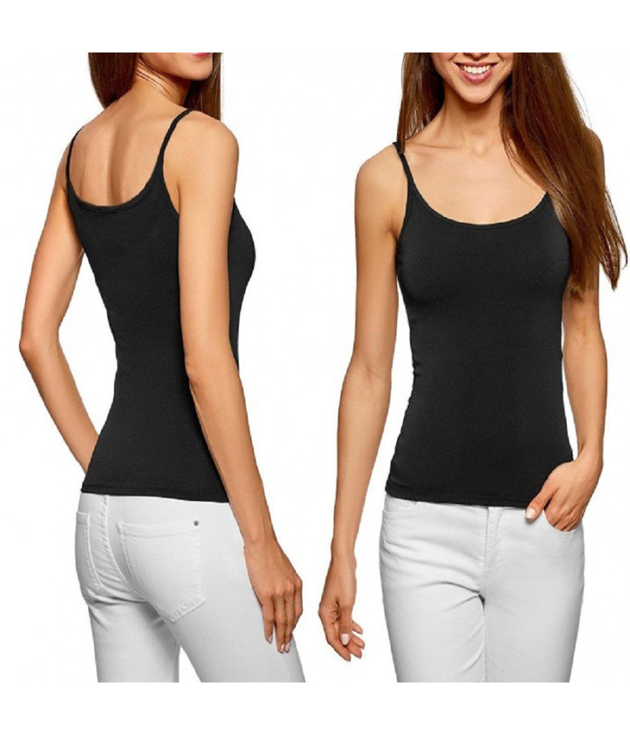 Canotta Donna Modellante Bretelle Sottile Casual Chic 2 Colori Linea Basic         