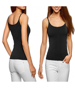 Canotta Donna Modellante Bretelle Sottile Casual Chic 2 Colori Linea Basic         