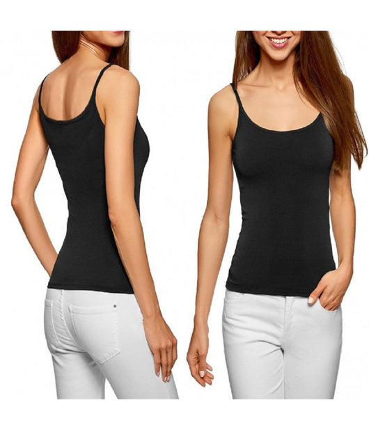 Canotta Donna Modellante Bretelle Sottile Casual Chic 2 Colori Linea Basic         