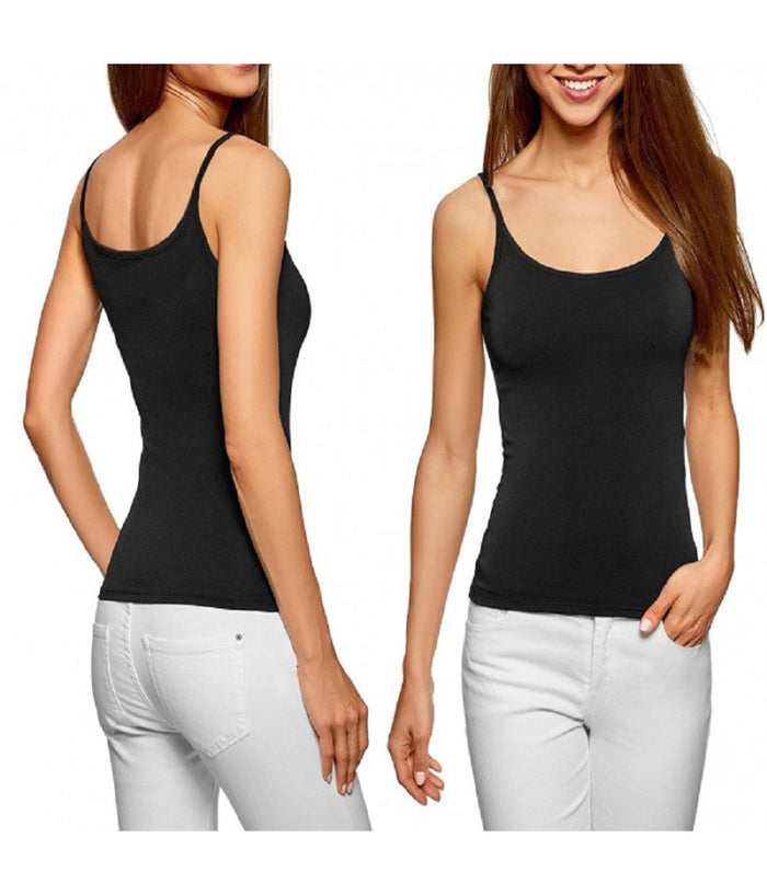 Canotta Donna Modellante Bretelle Sottile Casual Chic 2 Colori Linea Basic         