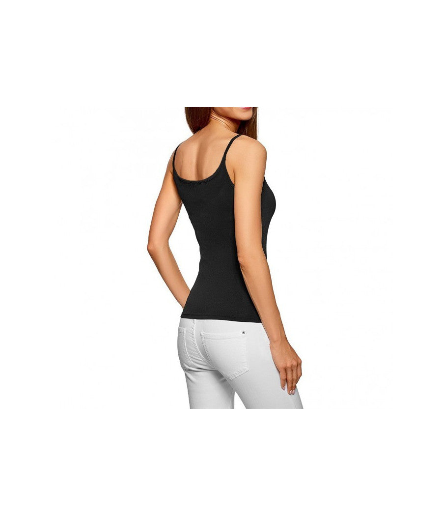 Canotta Donna Modellante Bretelle Sottile Casual Chic 2 Colori Linea Basic         