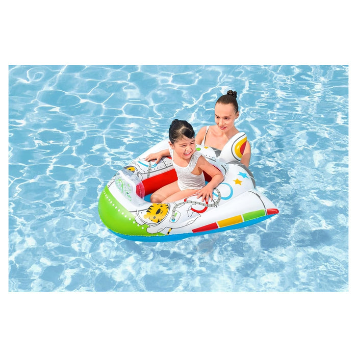 Trade Shop - Canottino Barca Navicella Spaziale Gonfiabile Per Bambini +3 Anni Con Altoparlante 34178 -
