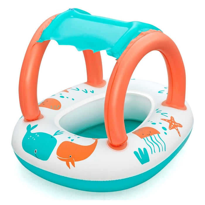 Trade Shop - Canottino Gommone Comfort Plush Per Bambini Tetto Parasole Design Creature Marine 34203 -