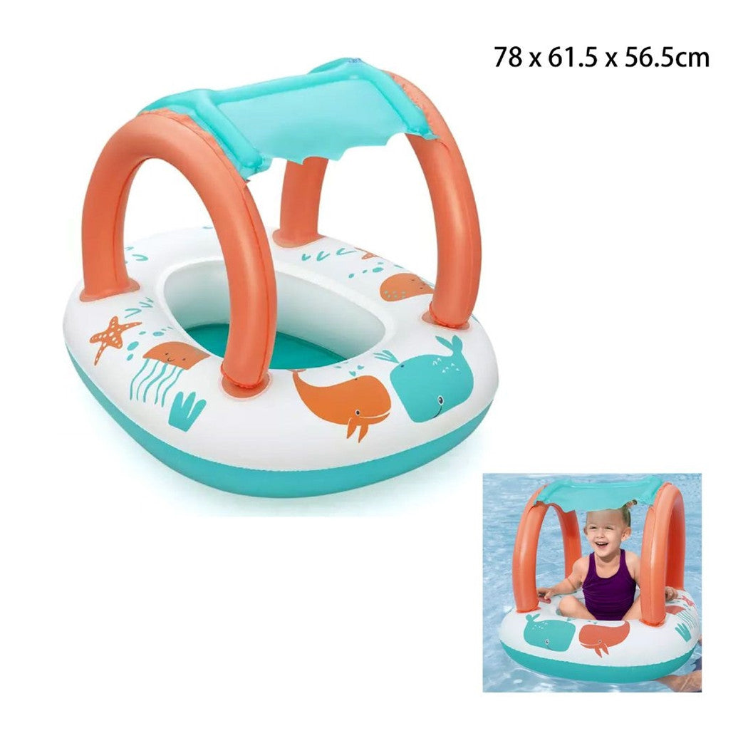 Trade Shop - Canottino Gommone Comfort Plush Per Bambini Tetto Parasole Design Creature Marine 34203 -