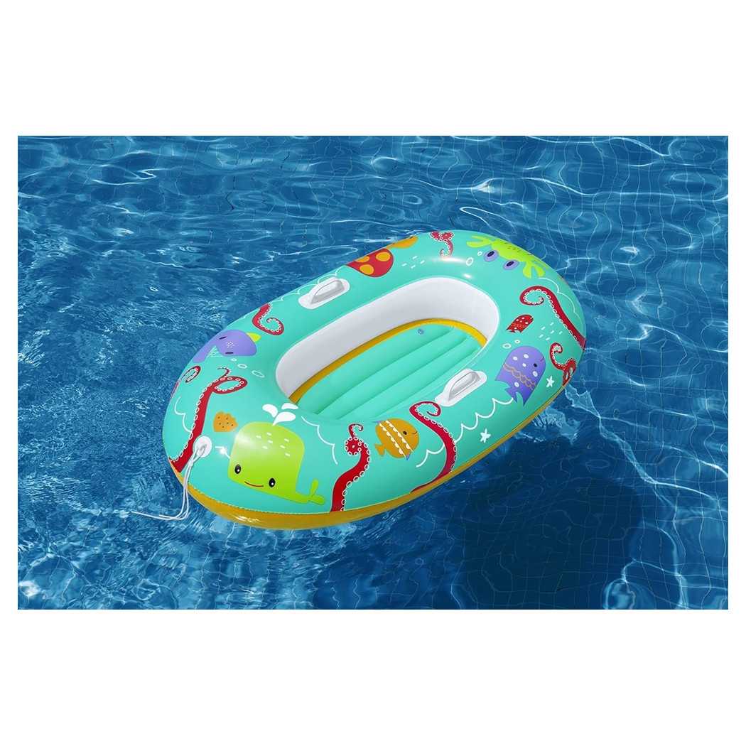 Trade Shop - Canotto Canottino Gonfiabile Per Bambini Balena Pesci Granchio Felice 119x79cm 34009 -