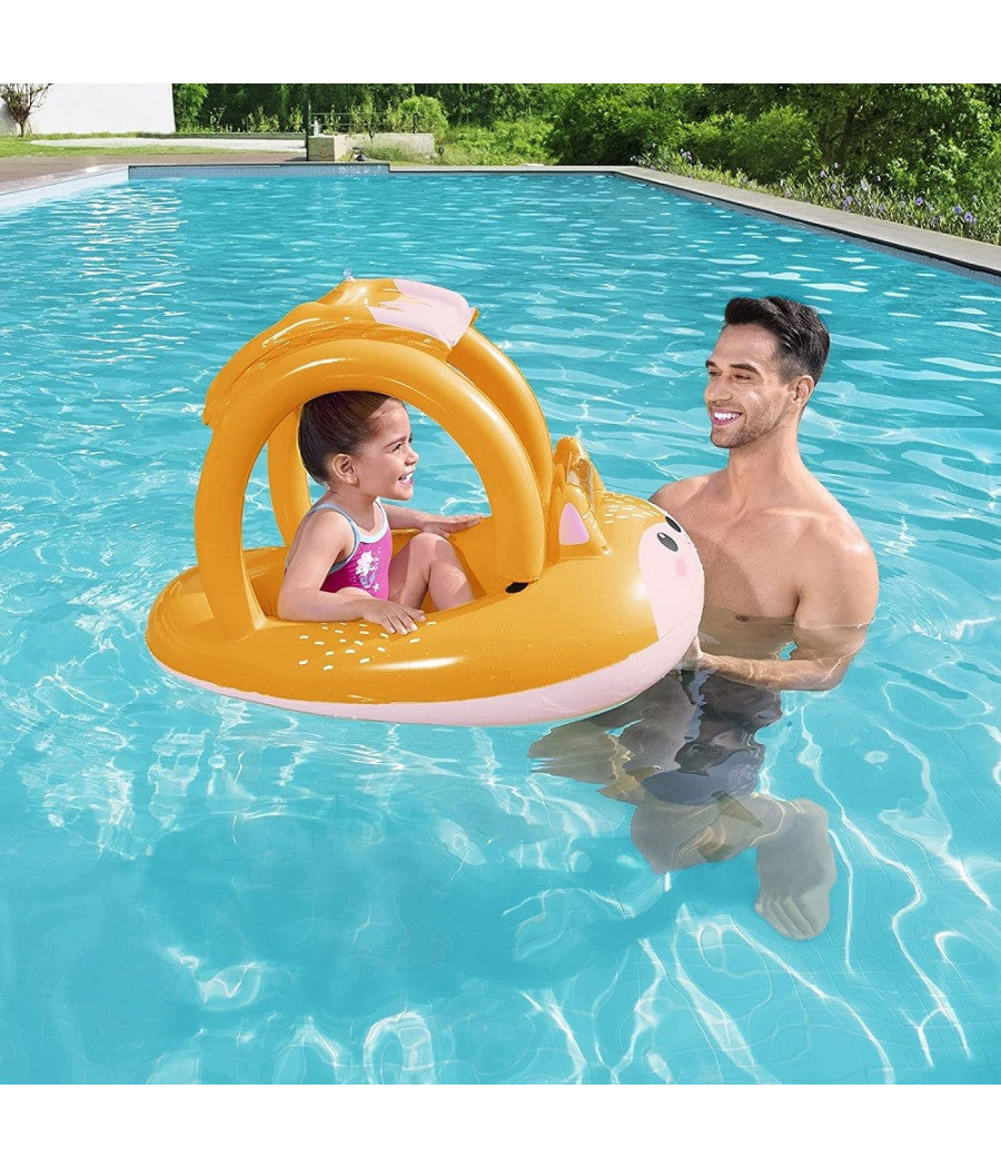 Canotto Canottino Volpe Gonfiabile Bambini Con Parasole Mare Piscina 85x58cm 34168         