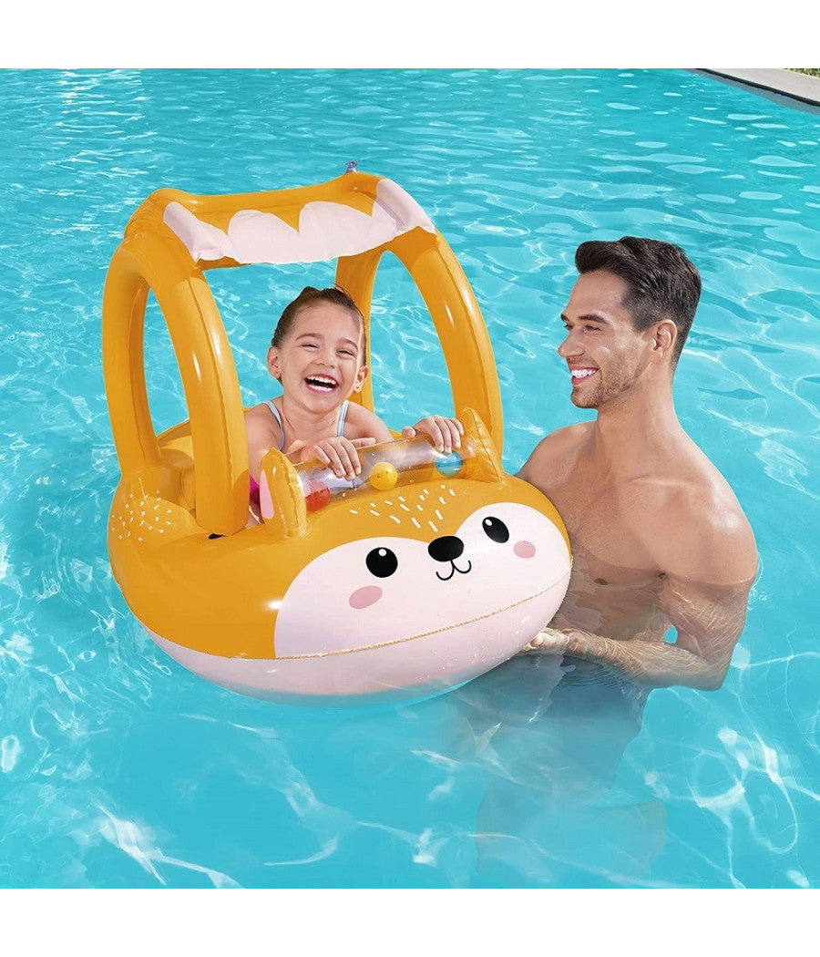 Canotto Canottino Volpe Gonfiabile Bambini Con Parasole Mare Piscina 85x58cm 34168         
