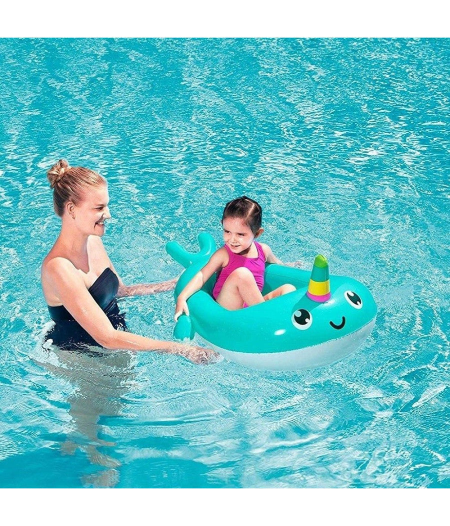 Canotto Forma Narvalo Canottino Gonfiabile Piscina Mare 118x89 Cm Bambini 34120         