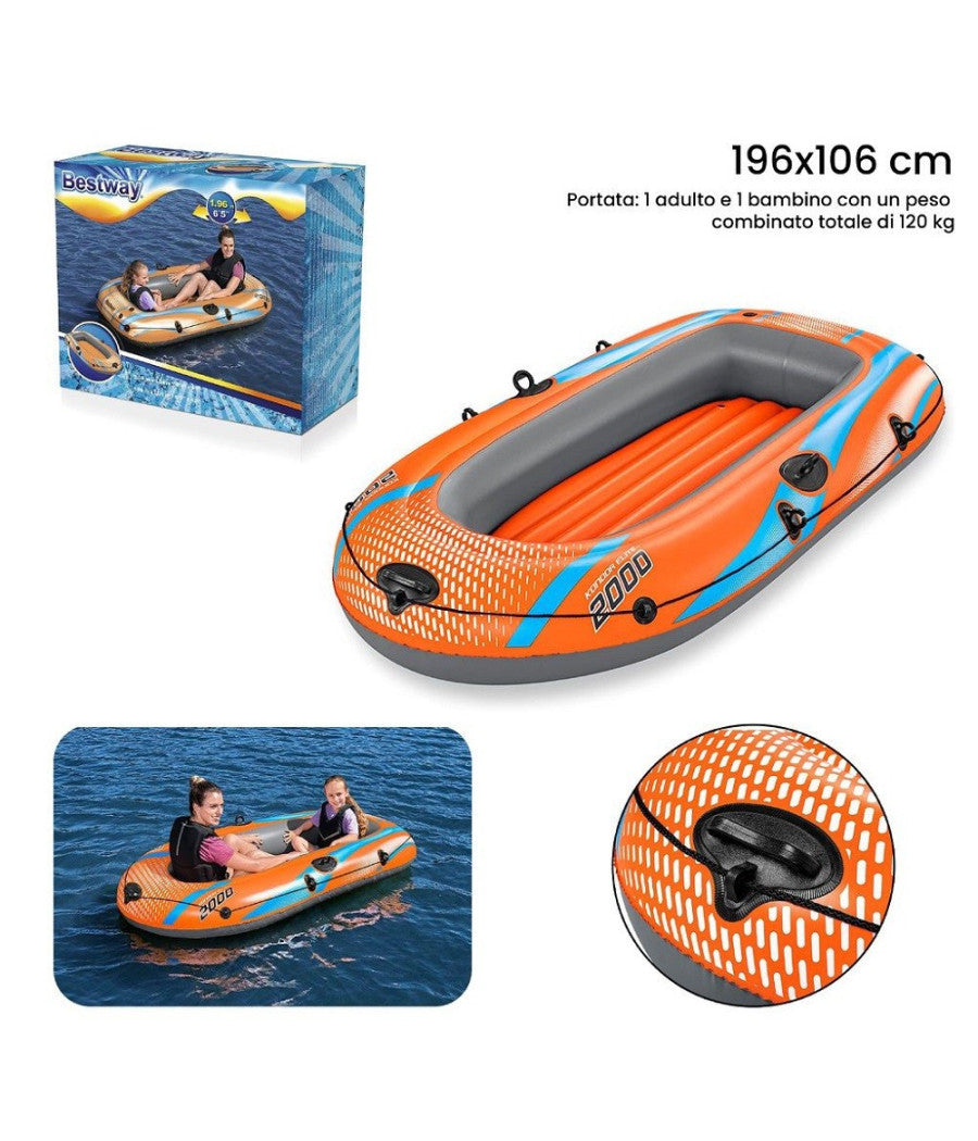 Trade Shop - Canotto Gonfiabile Kondor Elite 2000 196x106cm Gommone 2 Persone Max 120kg 61139 -