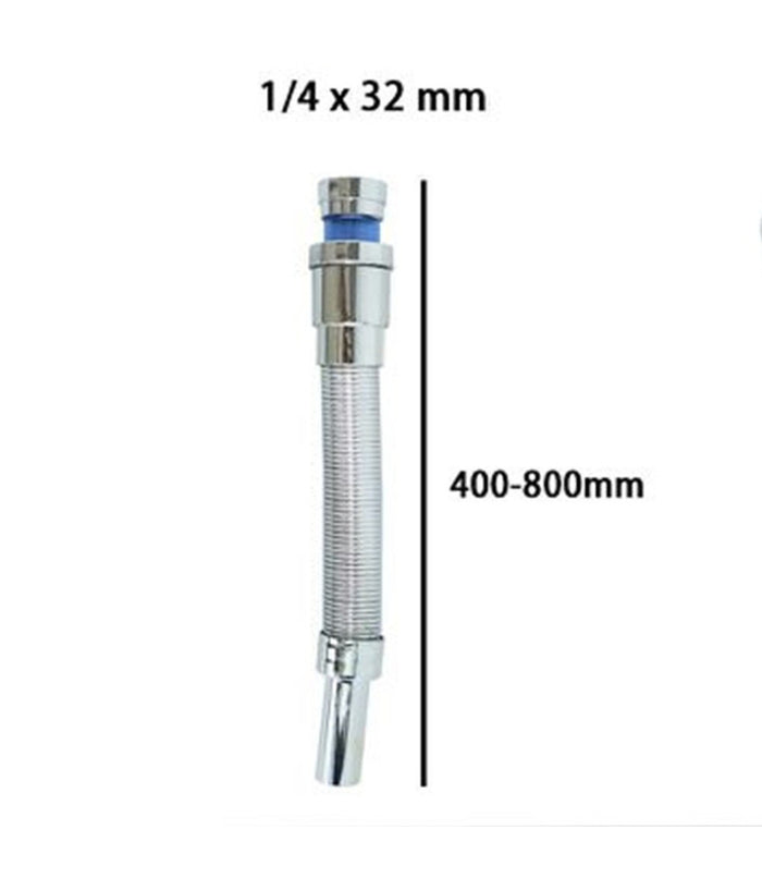 Canotto Tubo Scarico Flessibile Estensibile Lavabo Lavello 400-800mm 1/4 32mm 10074         
