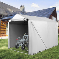 Capanno di stoccaggio per biciclette, Garage portatile 160x218x164cm motociclette con porta a rullo Grigio chiaro-Accessori per veicoli