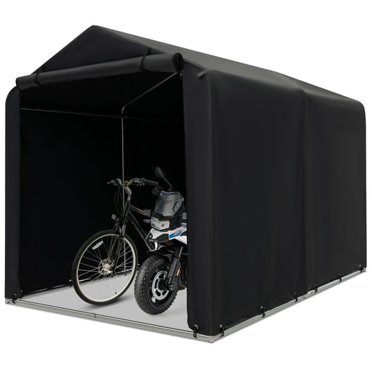 Capanno di stoccaggio per biciclette, Garage portatile 160x218x164cm motociclette con porta a rullo Grigio scuro-Accessori per veicoli