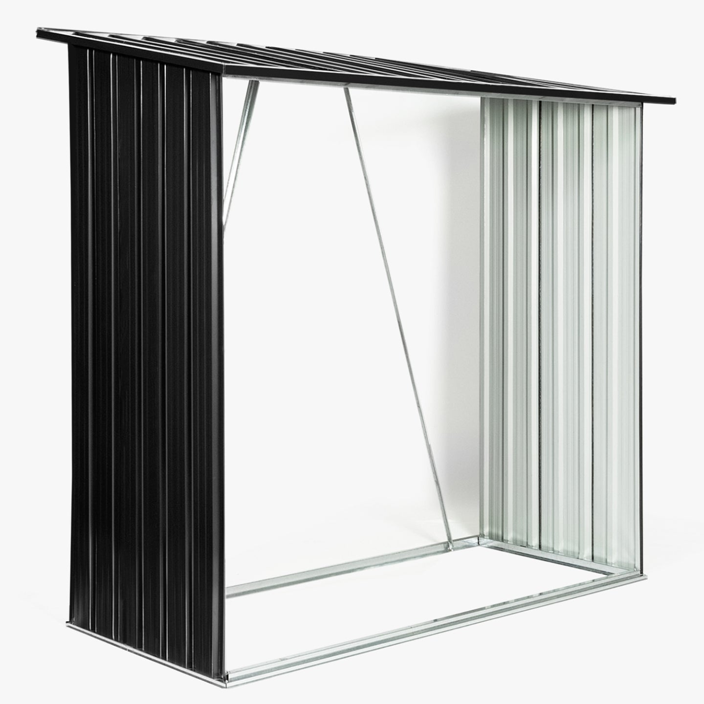 IDMarket - Capannone per tronchi in acciaio zincato grigio da 2 m³