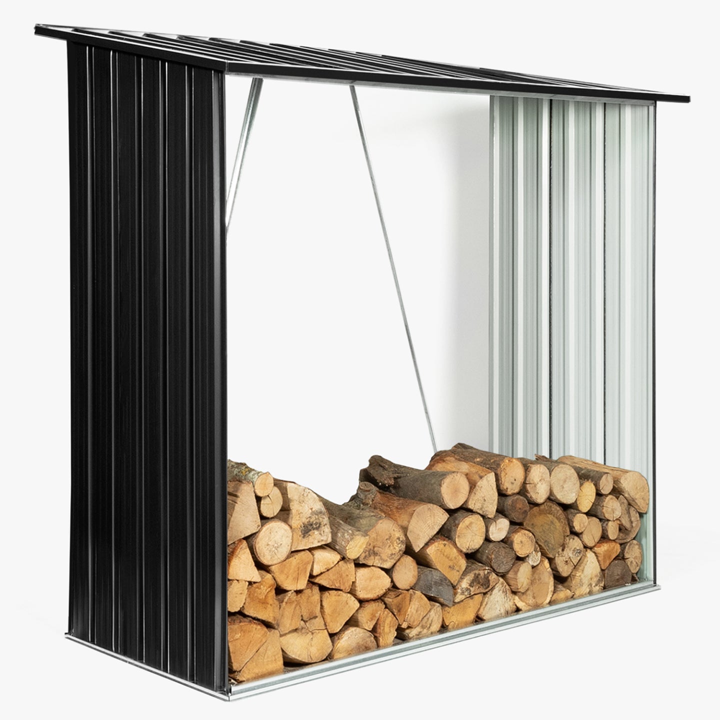 IDMarket - Capannone per tronchi in acciaio zincato grigio da 2 m³