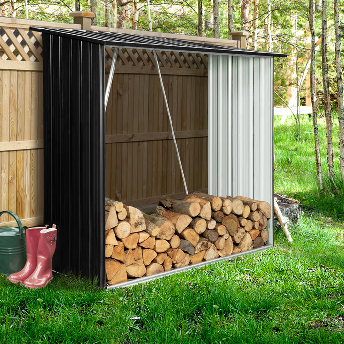 IDMarket - Capannone per tronchi in acciaio zincato grigio da 2 m³
