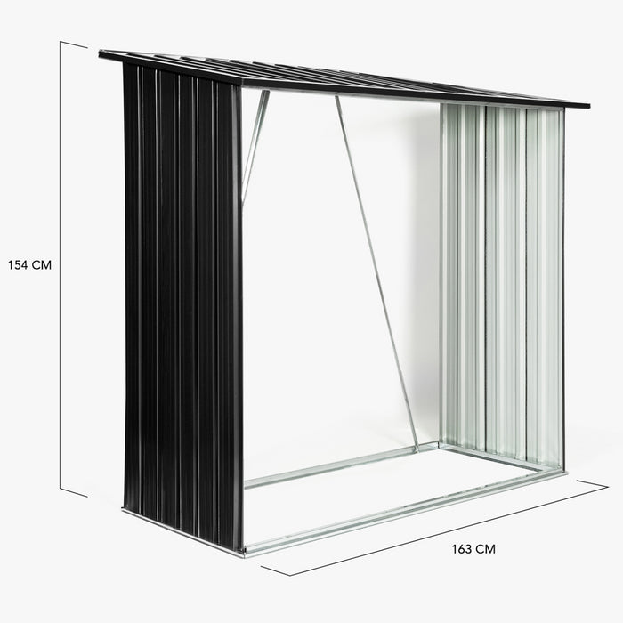 IDMarket - Capannone per tronchi in acciaio zincato grigio da 2 m³