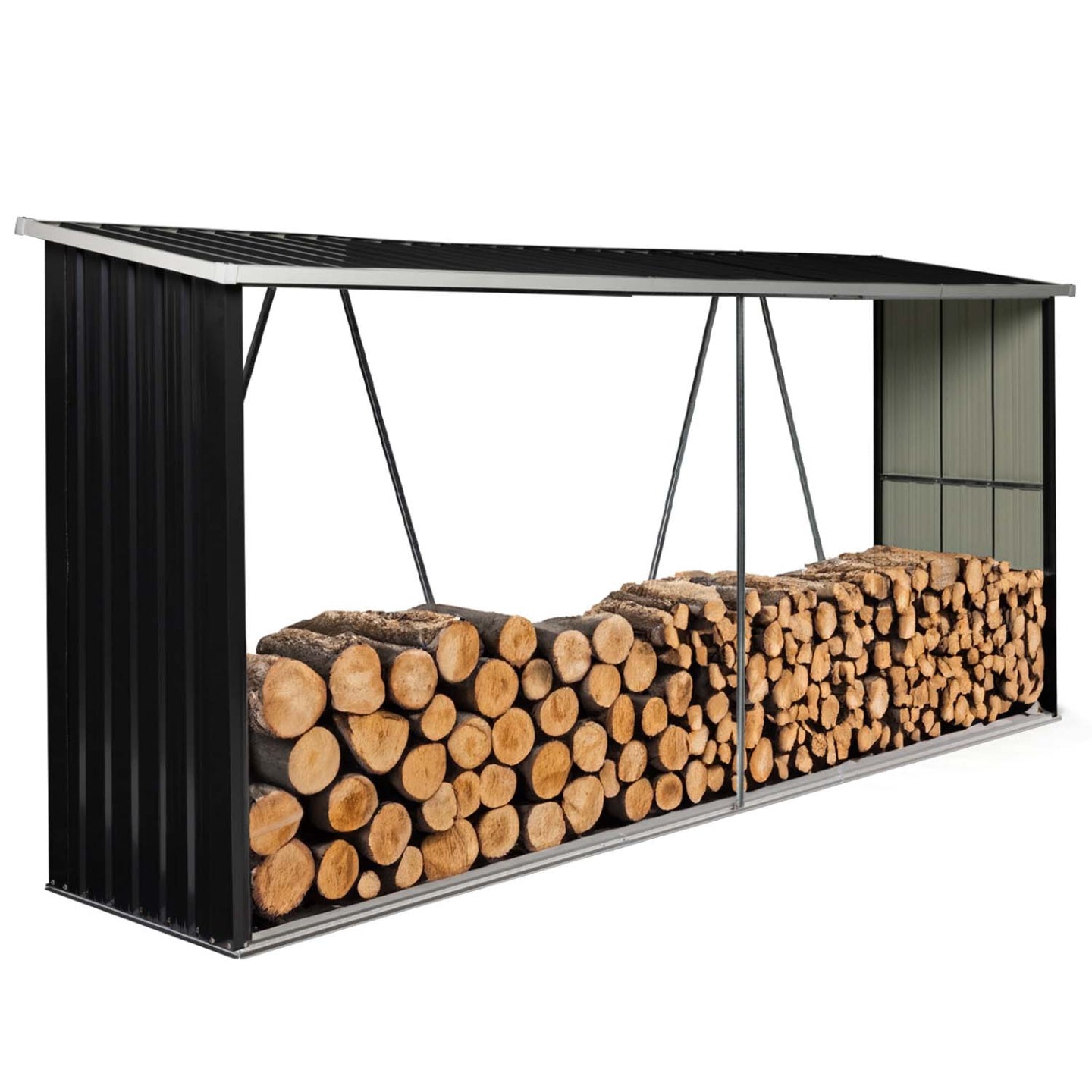 IDMarket - Capannone per tronchi in acciaio zincato grigio da 4 m³