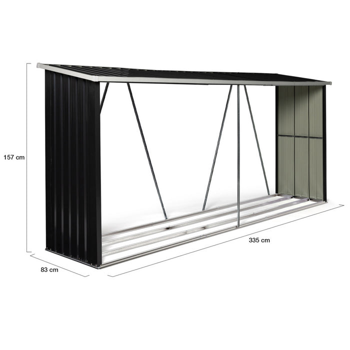 IDMarket - Capannone per tronchi in acciaio zincato grigio da 4 m³