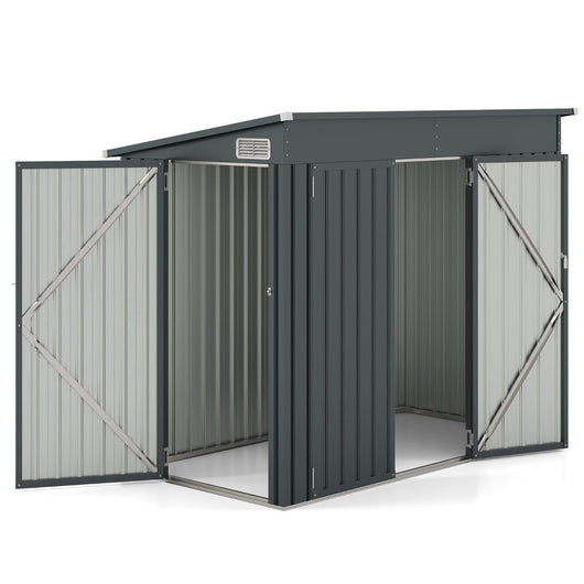 Capannone da giardino per stoccaggio con design a tetto inclinato, Casa per attrezzi da giardino con 2 porte Grigio-Casette da giardino