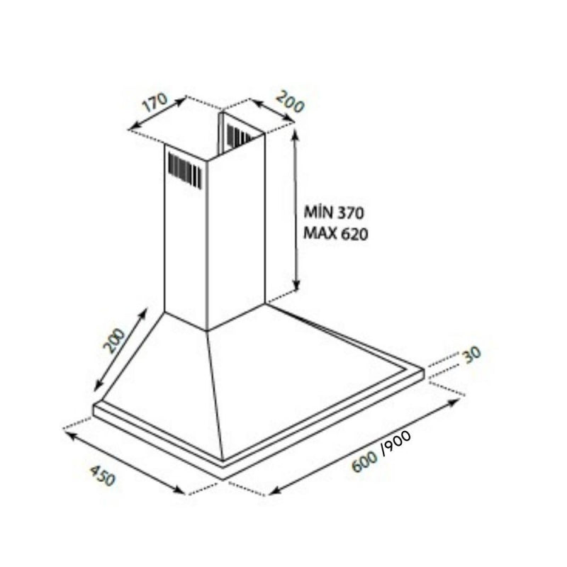 Cappa a piramide 60 cm Eolo 60 nera Samet