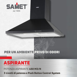 Cappa a piramide 60 cm Eolo60 Samet colore nero