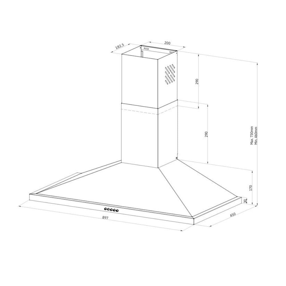 Cappa a piramide 90 cm Eolo90 inox Samet