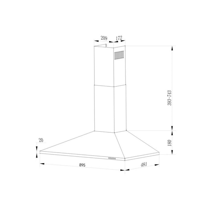 Cappa a piramide 90 cm Eolo90CH inox Samet