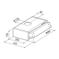 Samet, Cappa Aspirante da Incasso 90 cm Estraibile con Luce LED e Potenza 300 m³/h, Colore Alluminio, 90x30x15 cm