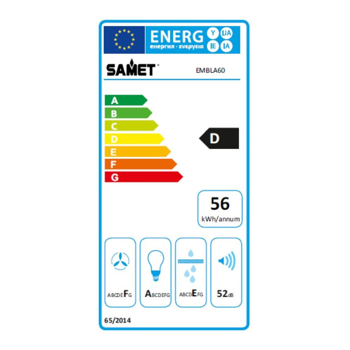 Cappa da parete acciaio inox Embla60 Samet