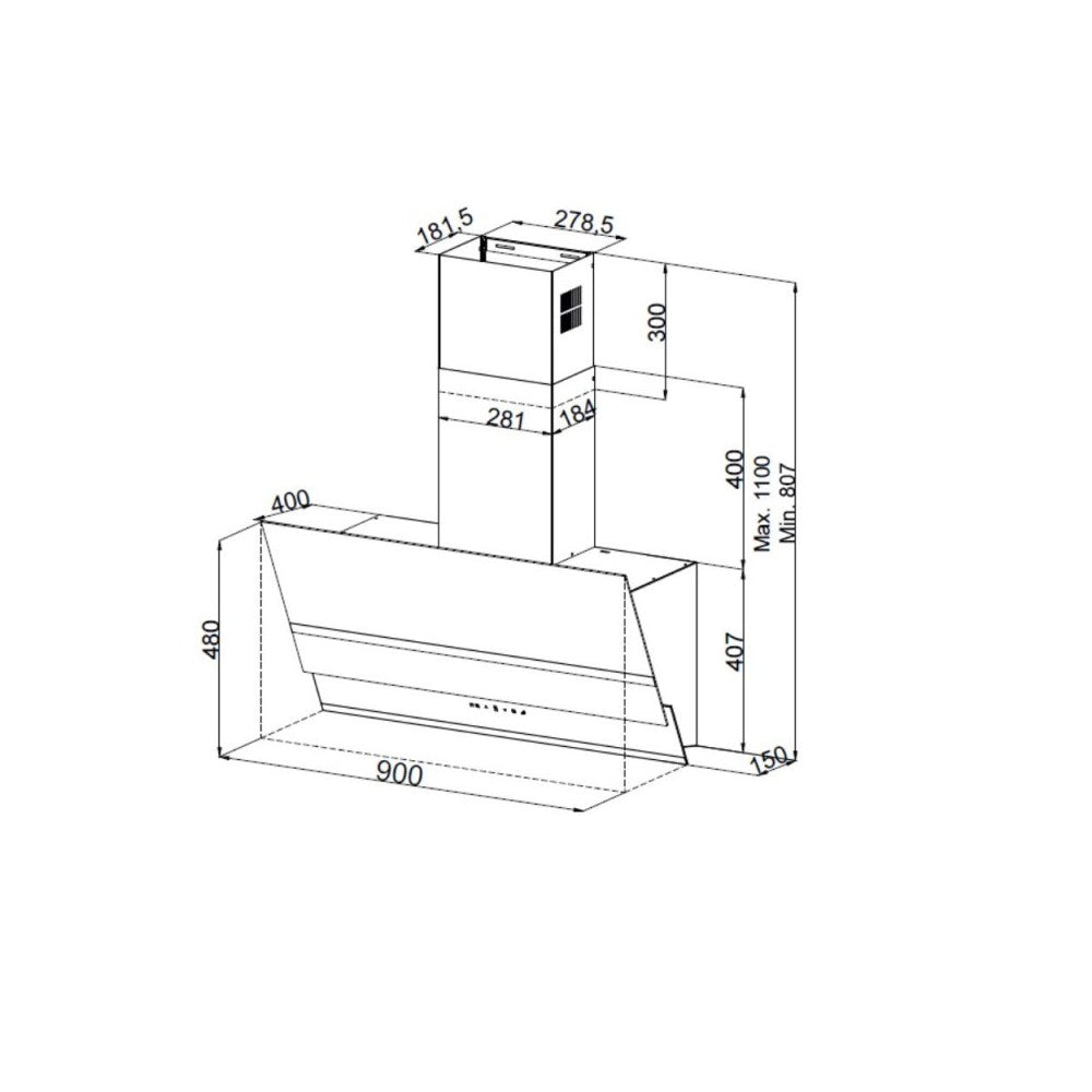 Cappa in vetro temperato colore bianco ESTIA90 Samet