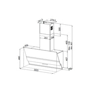 Cappa in vetro temperato colore nero opaco ESTIA90 Samet